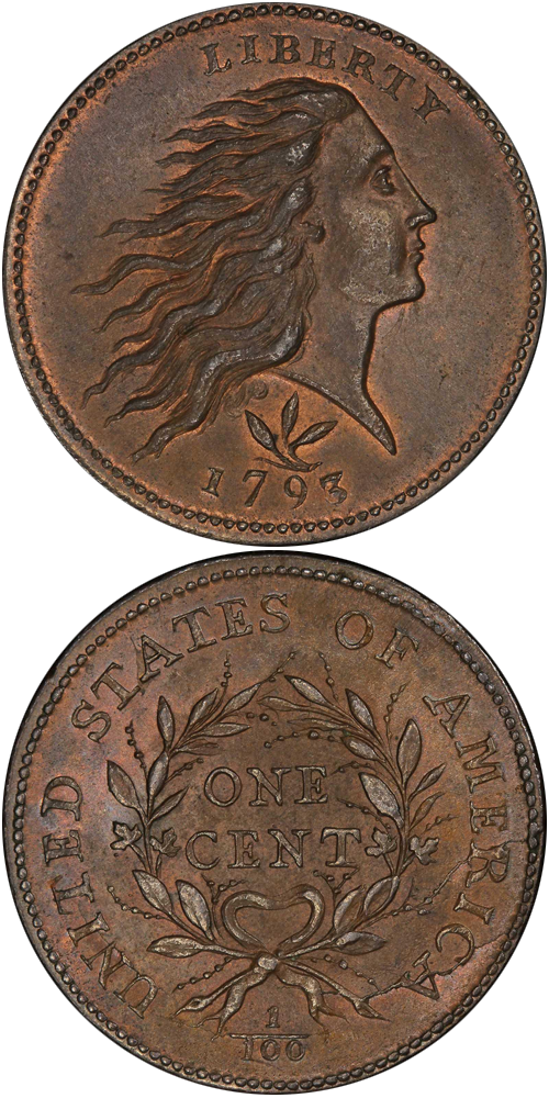 Flowing Hair Wreath Reverse Cent