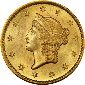 1854-S Gold Dollar