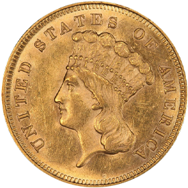 1855-S Gold Three Dollar