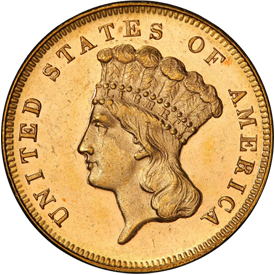 1870 Gold Three Dollar