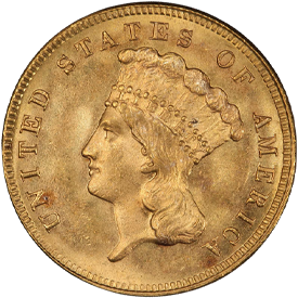 1884 Gold Three Dollar