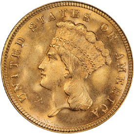 1887 Gold Three Dollar