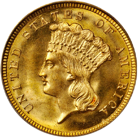 1854 Gold Three Dollar